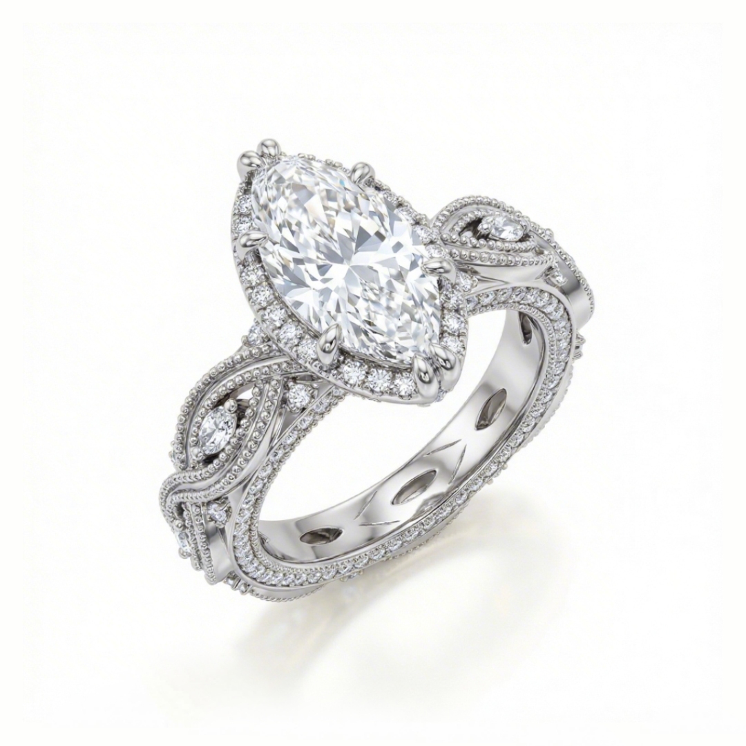 2.6ct TCW Vintage Twisted Marquise Cut VVS Moissanite S925 Silver Engagement Ring 2.6ct TCW Vintage Twisted Marquise Cut VVS Moissanite S925 Silver Engagement Ring