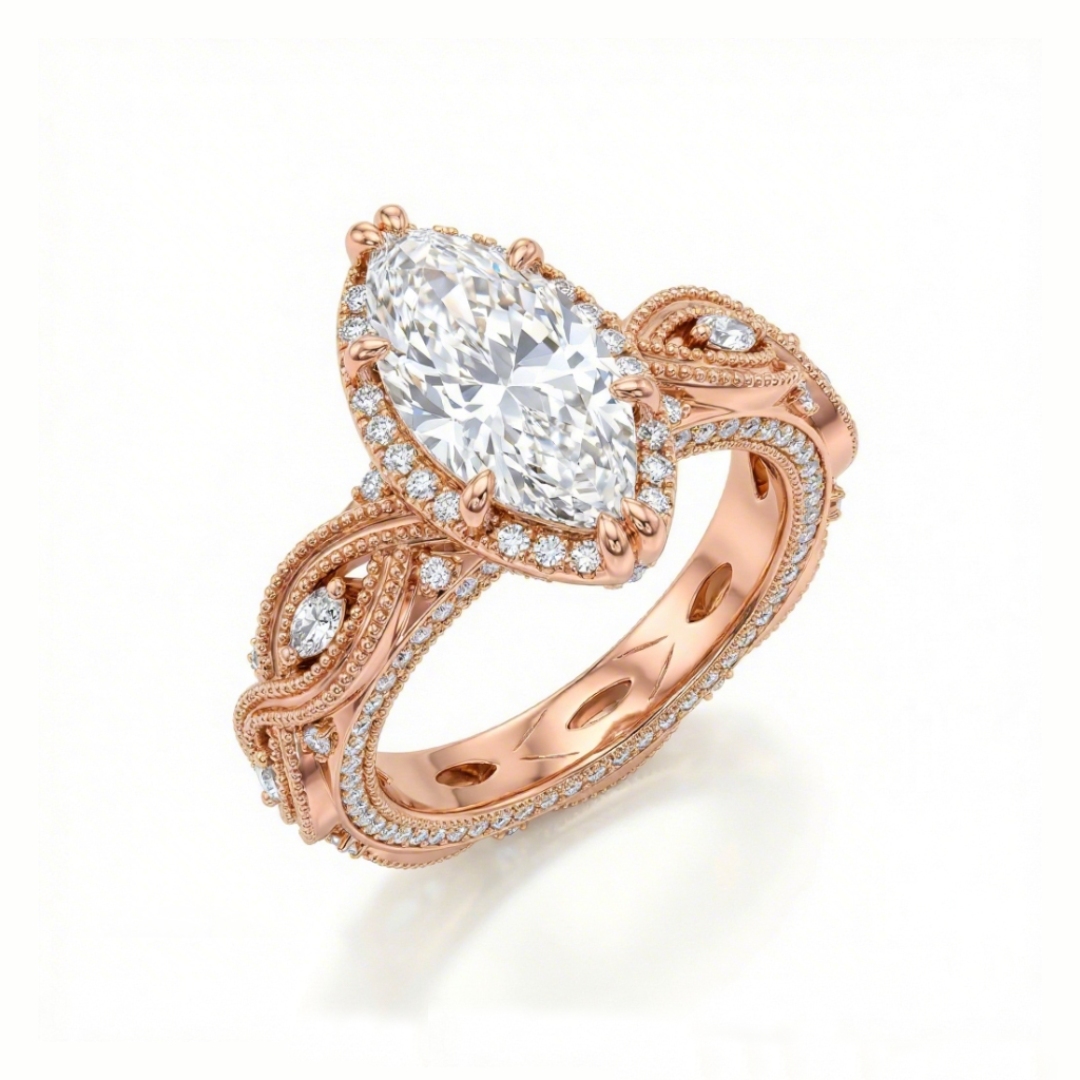 2.6ct TCW Vintage Twisted Marquise Cut VVS Moissanite S925 Silver Engagement Ring 2.6ct TCW Vintage Twisted Marquise Cut VVS Moissanite S925 Silver Engagement Ring