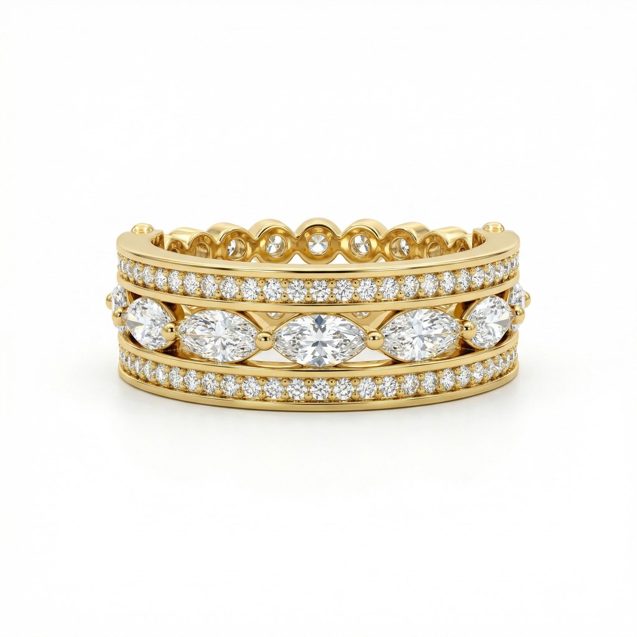 1.66ct CTW 3-in-1 Double-band Marquise Cut VVS Moissanite S925 Silver Ring 1.66ct CTW 3-in-1 Double-band Marquise Cut VVS Moissanite S925 Silver Ring