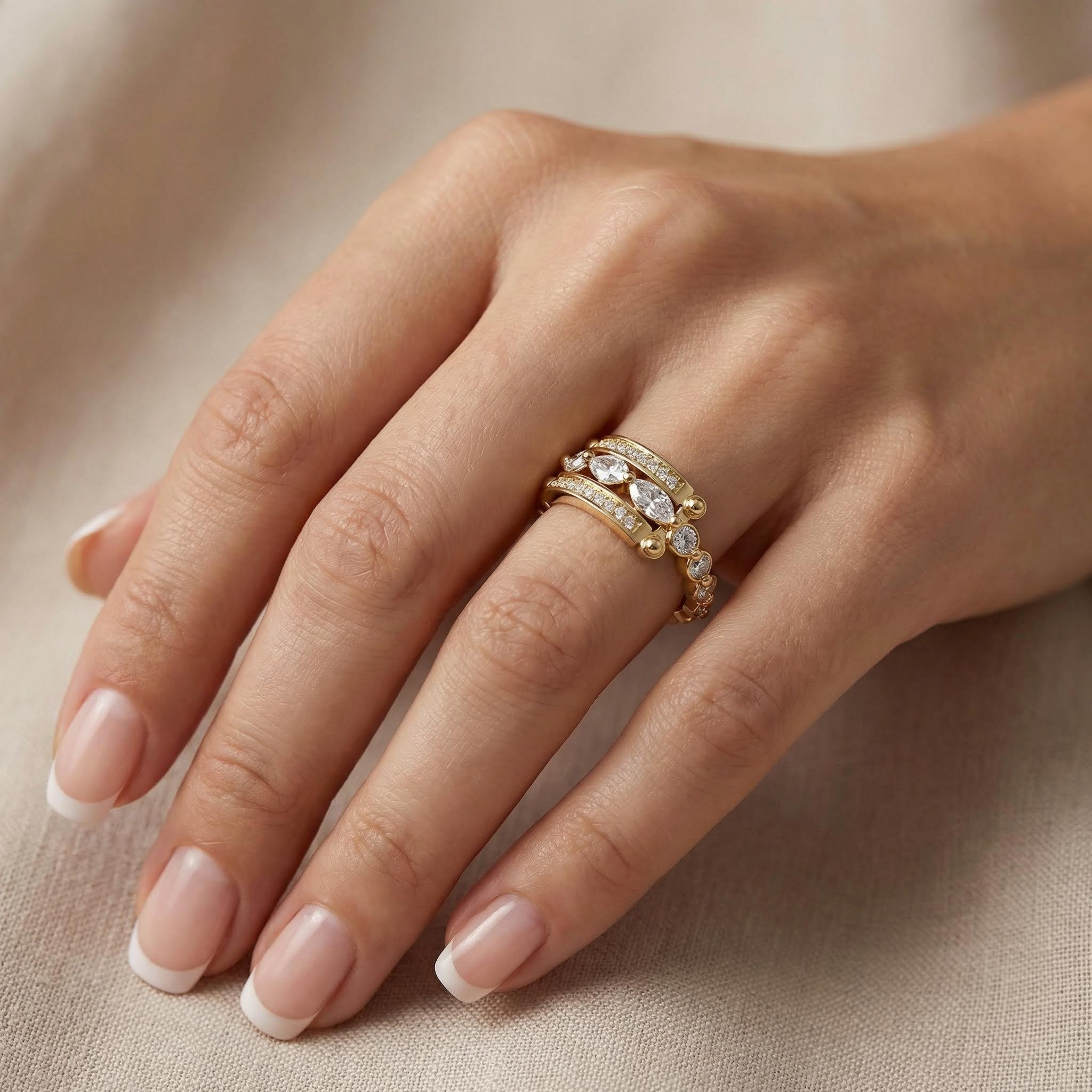 1.66ct CTW 3-in-1 Double-band Marquise Cut VVS Moissanite S925 Silver Ring 1.66ct CTW 3-in-1 Double-band Marquise Cut VVS Moissanite S925 Silver Ring