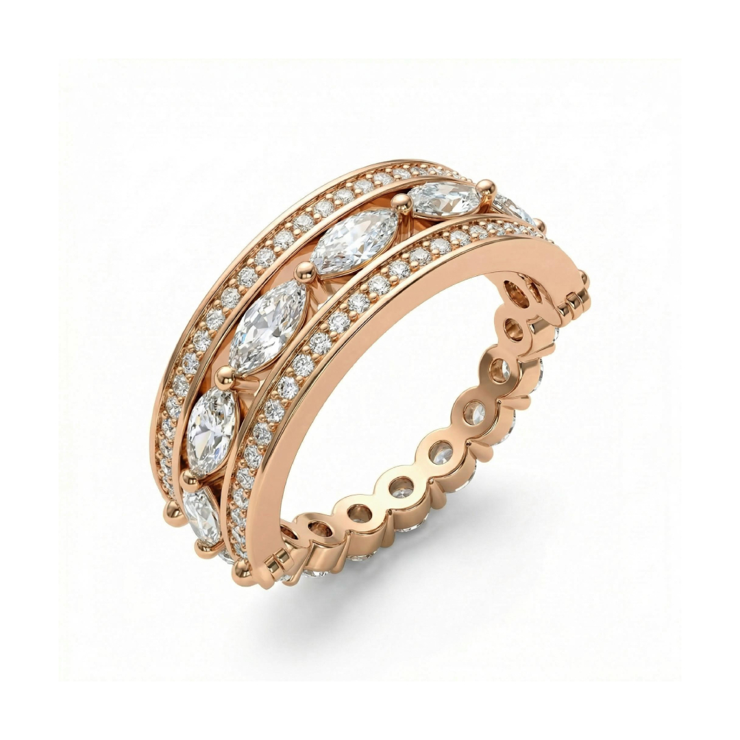 1.66ct CTW 3-in-1 Double-band Marquise Cut VVS Moissanite S925 Silver Ring 1.66ct CTW 3-in-1 Double-band Marquise Cut VVS Moissanite S925 Silver Ring