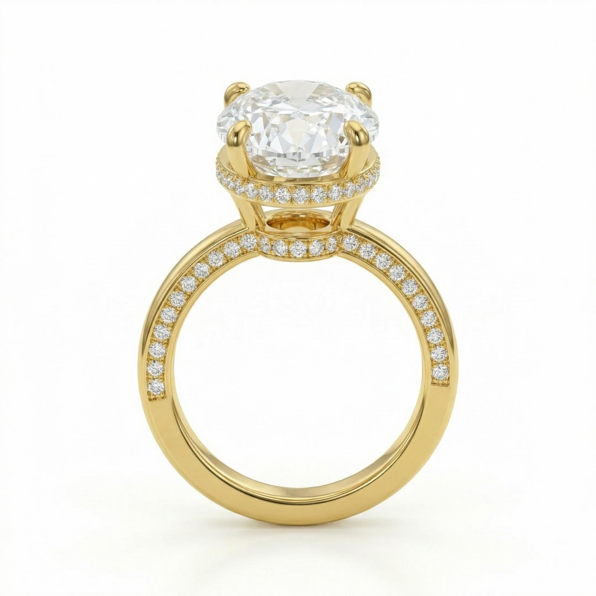 10.54ct CTW Oval Cut Halo Pavé-Set VVS Moissanite S925 Silver Engagement Ring