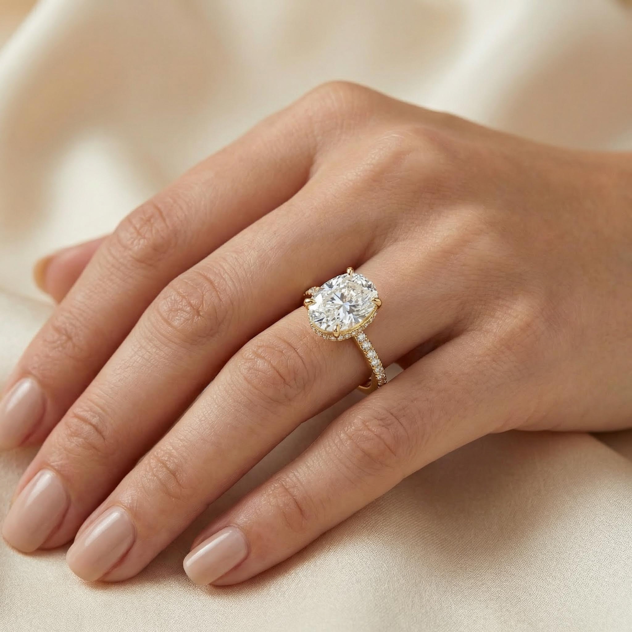 10.54ct CTW Oval Cut Halo Pavé-Set VVS Moissanite S925 Silver Engagement Ring