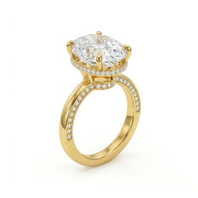 10.54ct CTW Oval Cut Halo Pavé-Set VVS Moissanite S925 Silver Engagement Ring