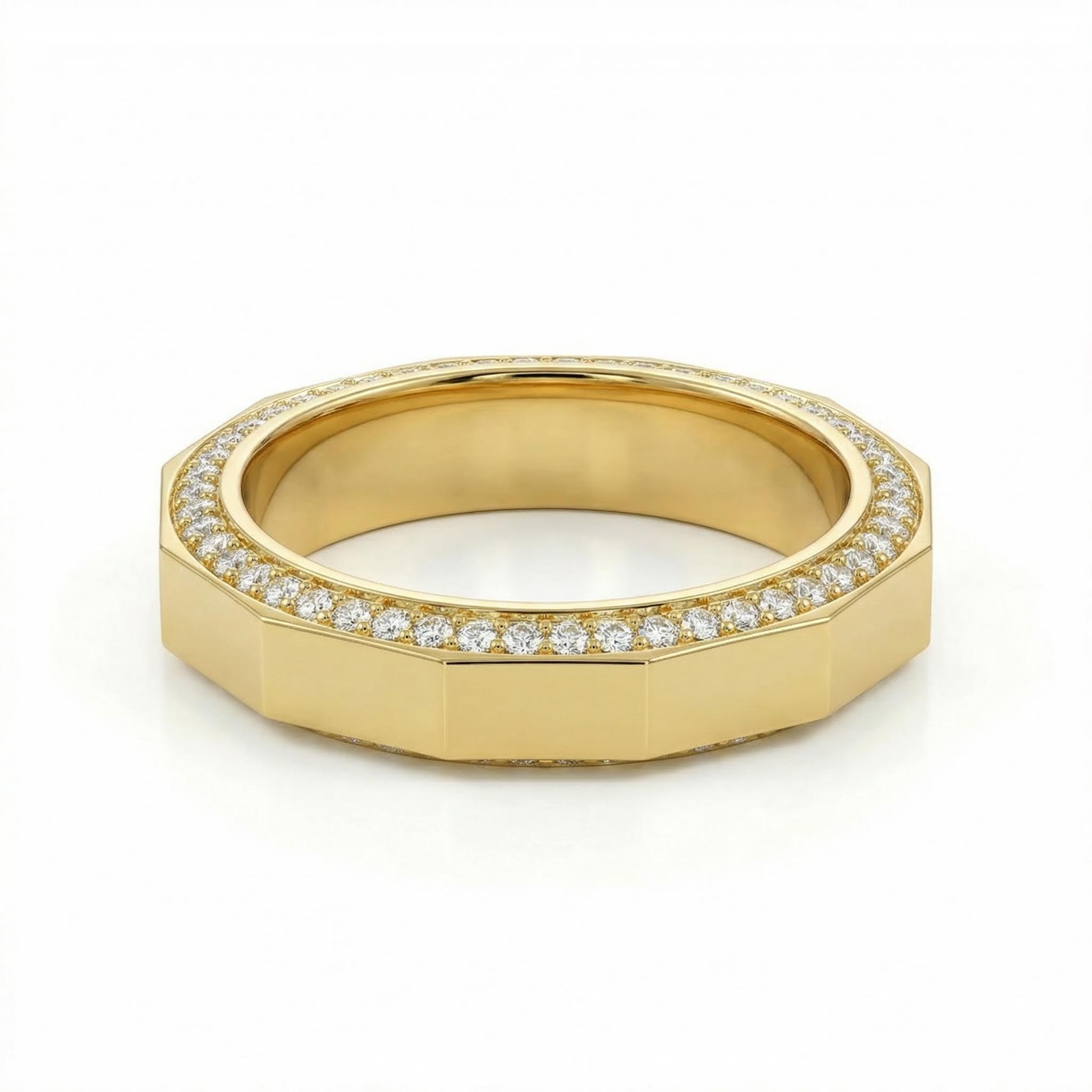 Bevelled Geo-Facetted VVS Moissanite S925 Silver Wedding Ring Bevelled Geo-Facetted VVS Moissanite S925 Silver Wedding Ring