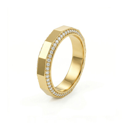 Bevelled Geo-Facetted VVS Moissanite S925 Silver Wedding Ring