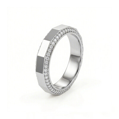 Bevelled Geo-Facetted VVS Moissanite S925 Silver Wedding Ring