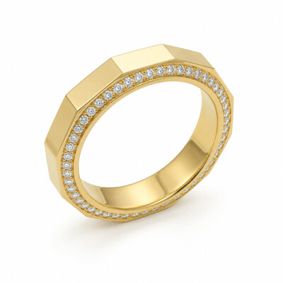 Bevelled Geo-Facetted Wedding Ring
