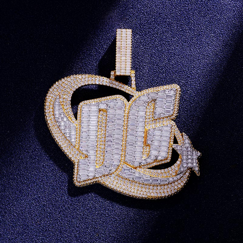 Custom S925 & VVS1 Baguette Moissanite Two-tone Letter Pendant Deposit