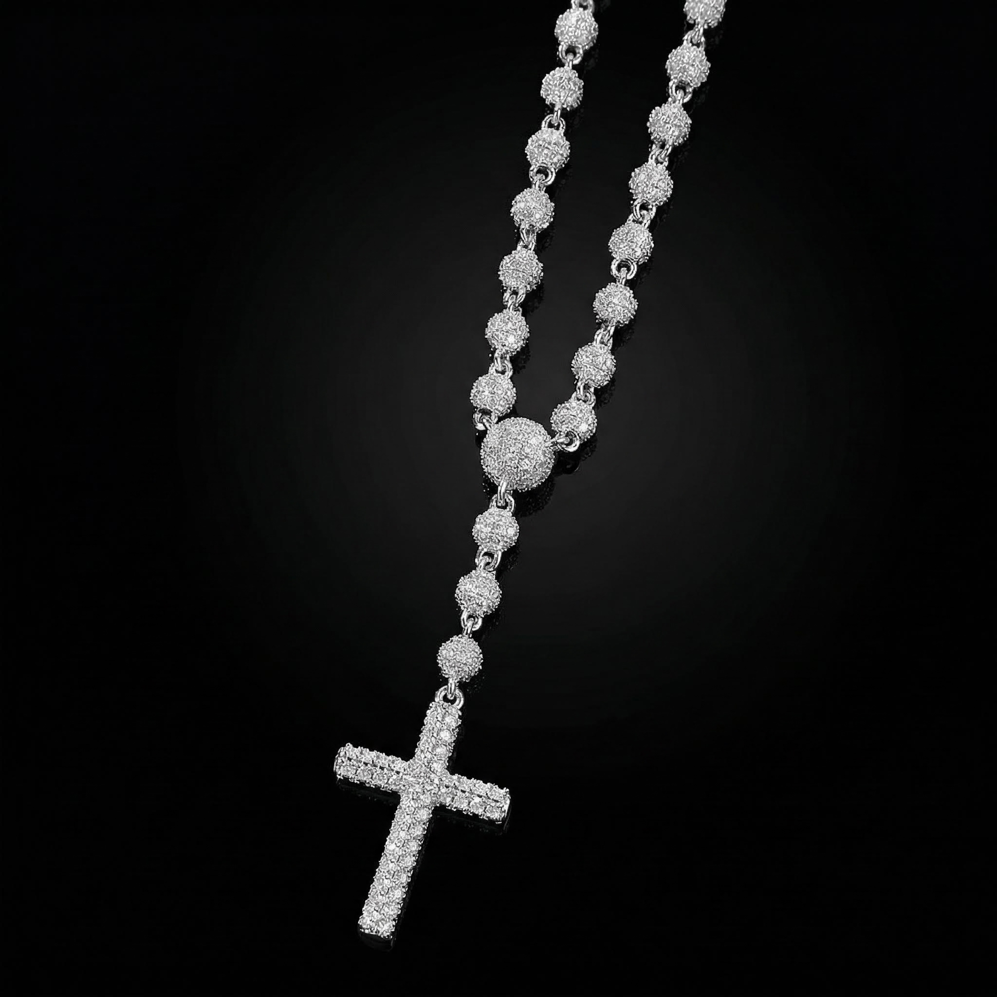 Iced Out Beads Cross Necklace Iced Out Beads Cross Necklace