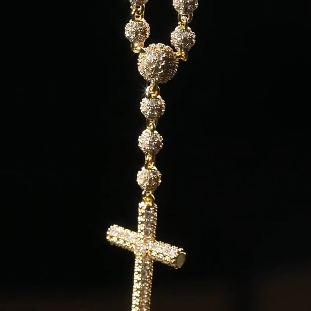 Iced Out Beads Cross Necklace Iced Out Beads Cross Necklace