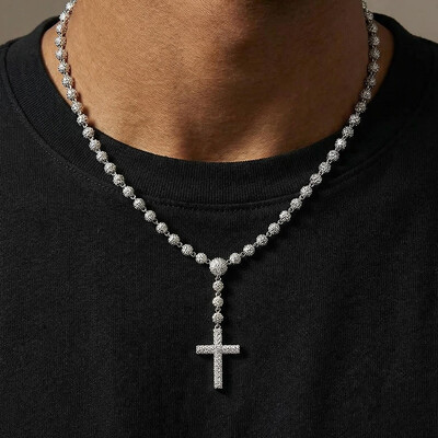 Iced Out Beads Cross Necklace