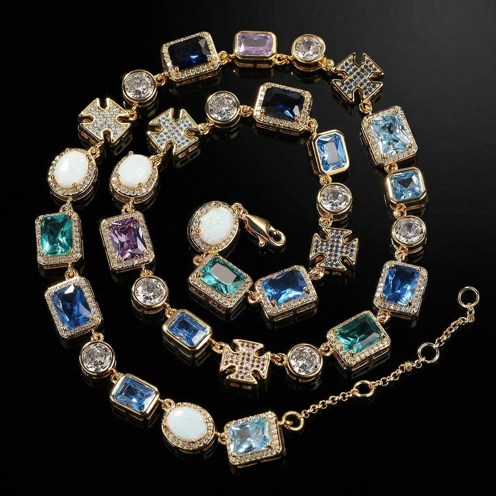 Iced Out 10mm Multicolored Gemstones Chain