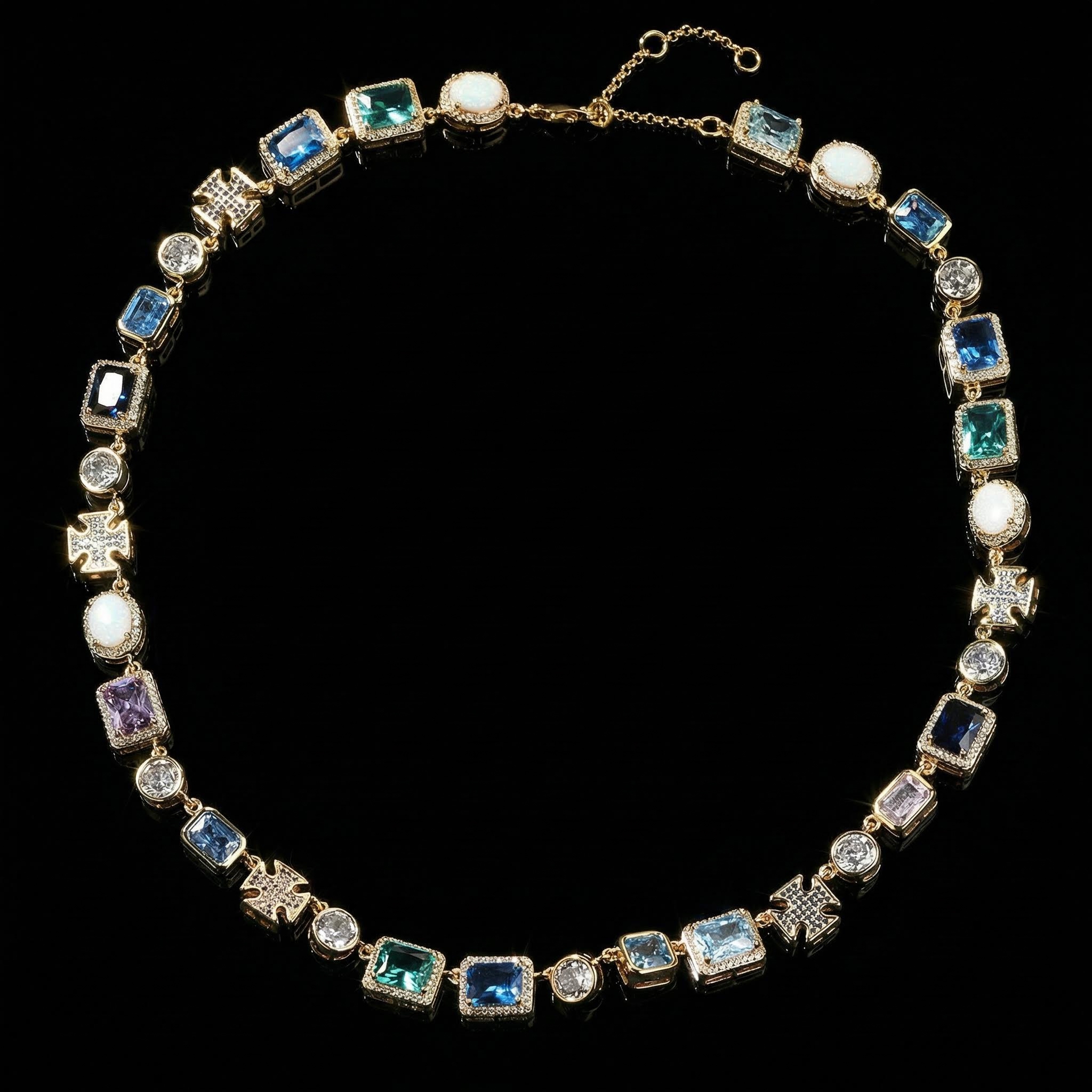 Iced Out 10mm Multicolored Gemstones Chain