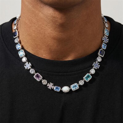 Iced Out 10mm Multicolored Gemstones Chain