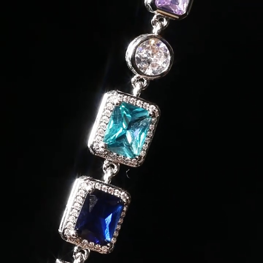 Iced Out 10mm Multicolored Gemstones Chain