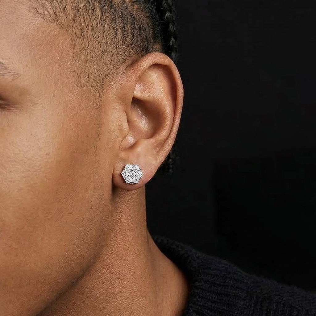 Iced Out Princess & Round Cut Cluster Earrings Iced Out Princess & Round Cut Cluster Earrings