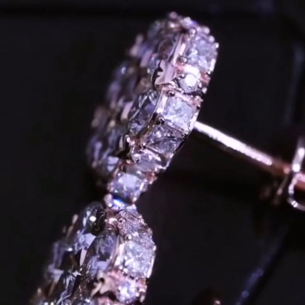 Iced Out Princess & Round Cut Cluster Earrings Iced Out Princess & Round Cut Cluster Earrings