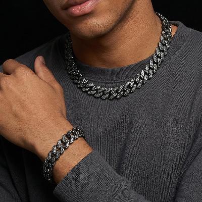 14mm Iced Miami Cuban Chain and Bracelet in Black Gold