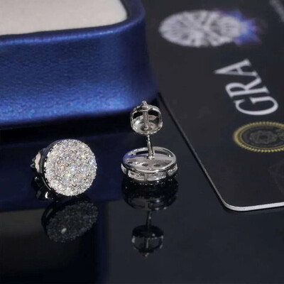 925S & VVS Moissanite Flower Halo Stud Earrings