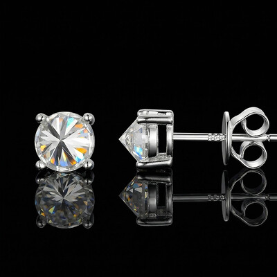 0.5Ct/1Ct Moissanite Upside Down Inverted Diamond Stud Earrings in S925 Silver