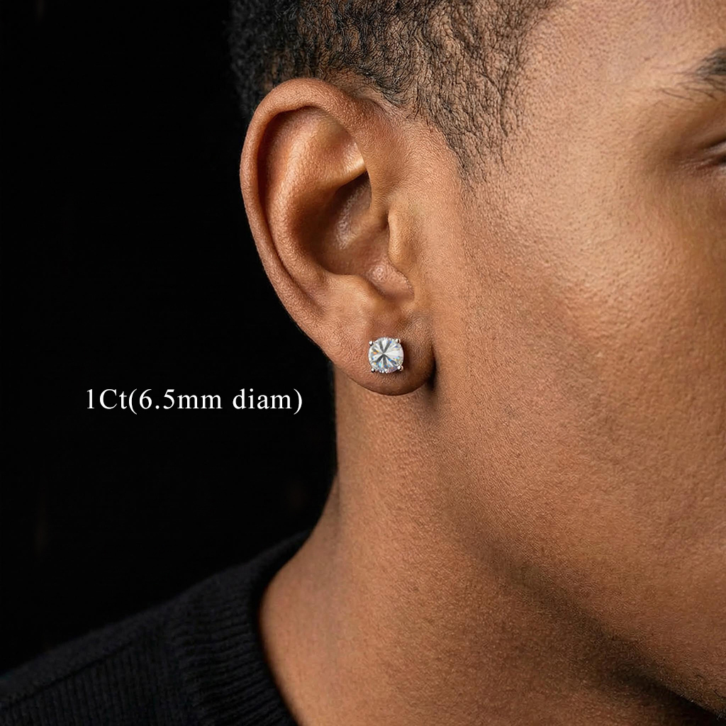 0.5Ct/1Ct Moissanite Upside Down Inverted Diamond Stud Earrings in S925 Silver