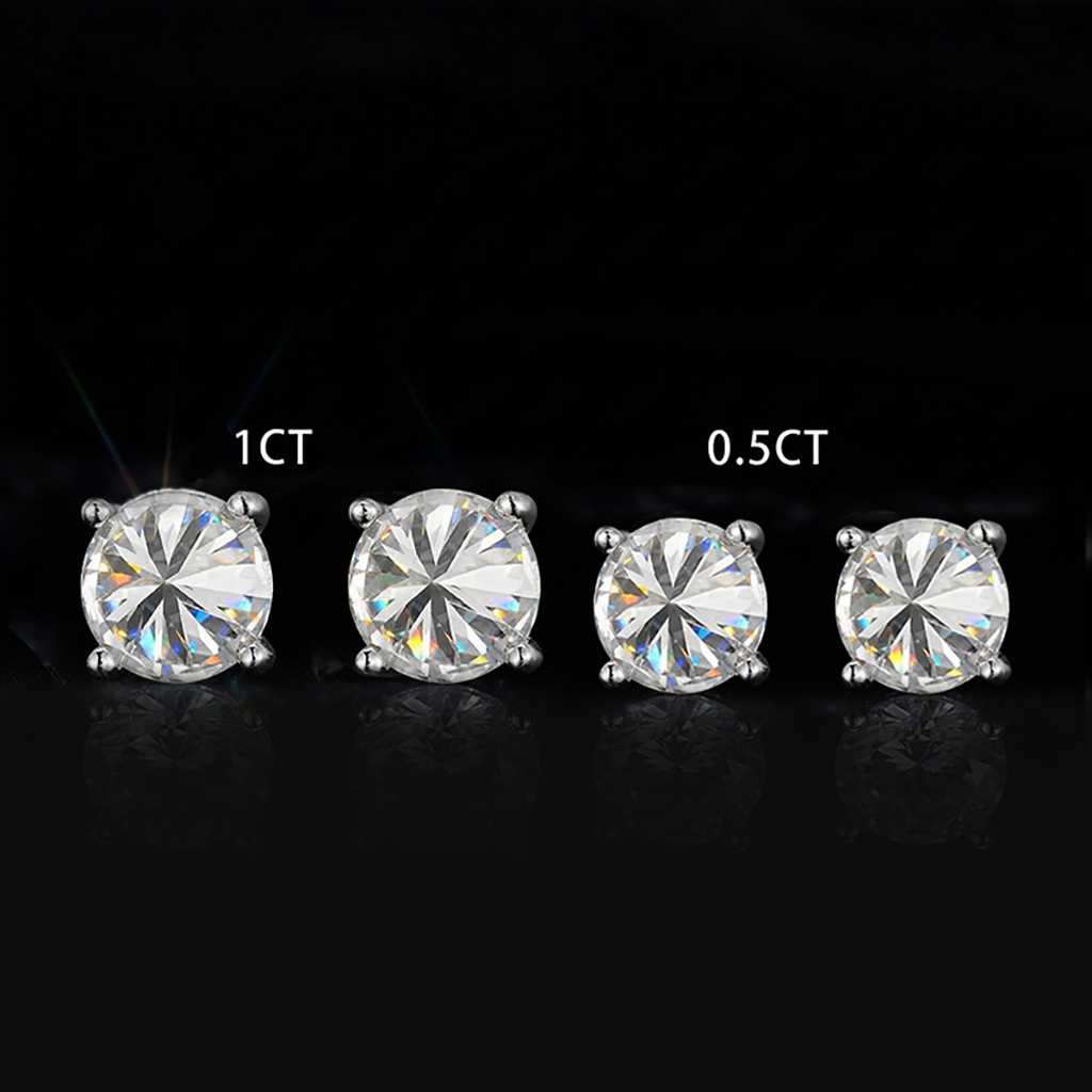 0.5Ct/1Ct Moissanite Upside Down Inverted Diamond Stud Earrings in S925 Silver