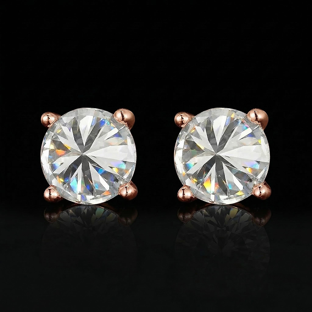 0.5Ct/1Ct Moissanite Upside Down Inverted Diamond Stud Earrings in S925 Silver