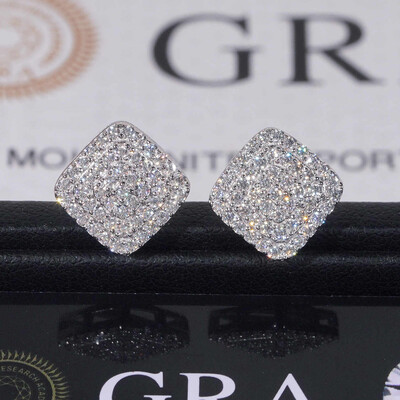 925S & VVS Moissanite Square Earrings