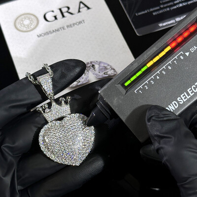 S925 & Moissanite Heart Crown Pendant