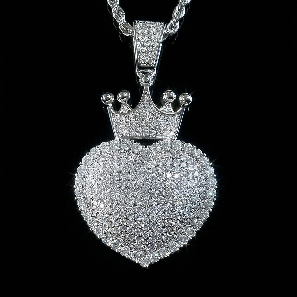 S925 & Moissanite Heart Crown Pendant S925 & Moissanite Heart Crown Pendant