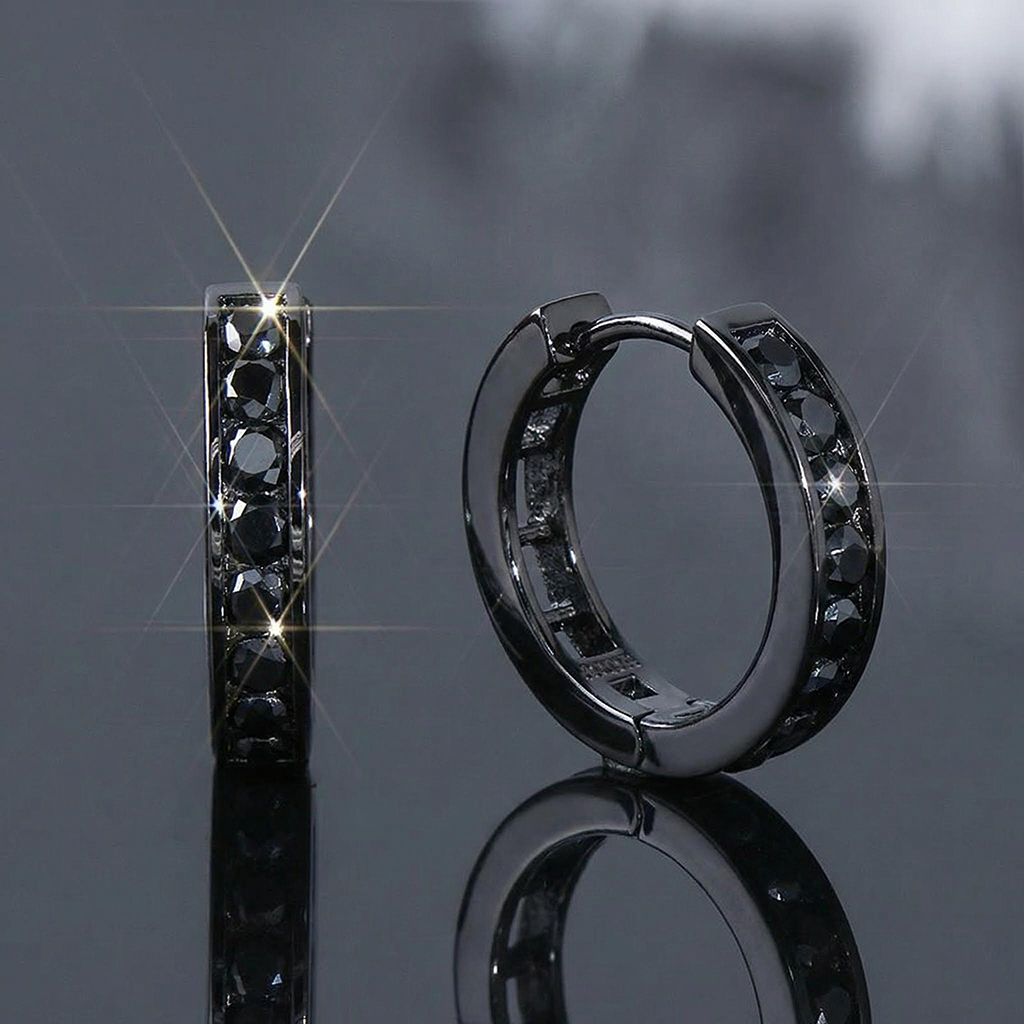 925S & VVS Moissanite Black Hoop Earrings 925S & VVS Moissanite Black Hoop Earrings
