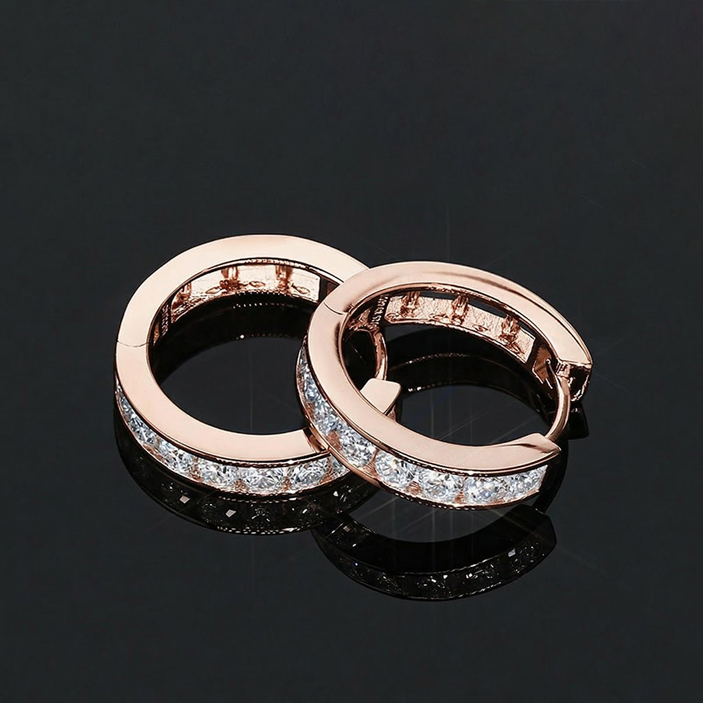 925S & VVS Moissanite Hoop Earrings in Rose Gold