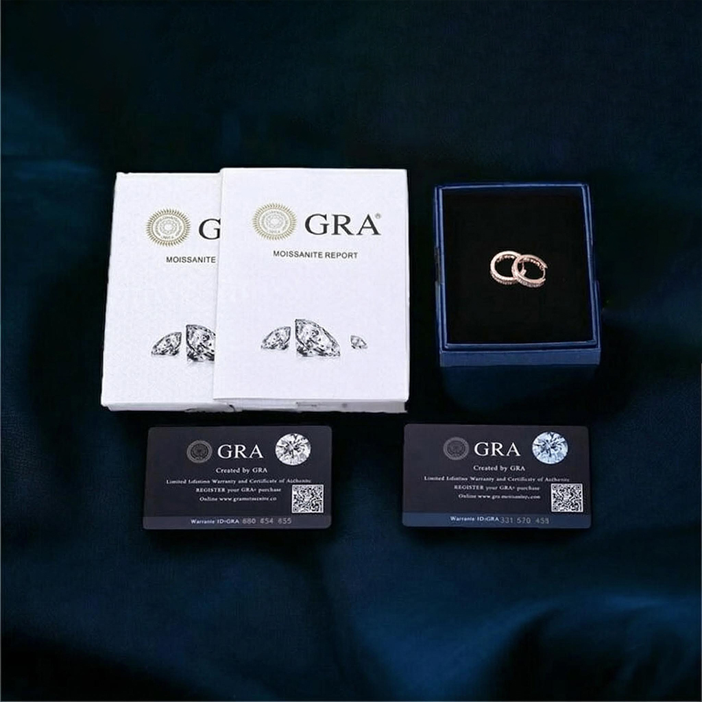 925S & VVS Moissanite Hoop Earrings in Rose Gold