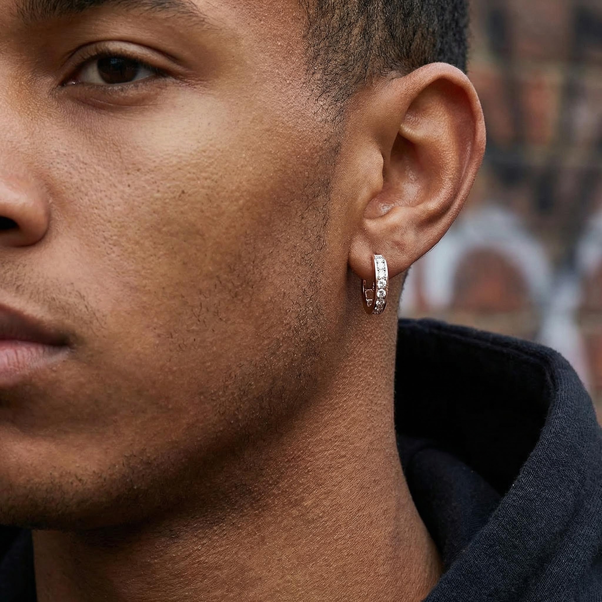 925S & VVS Moissanite Hoop Earrings in Rose Gold