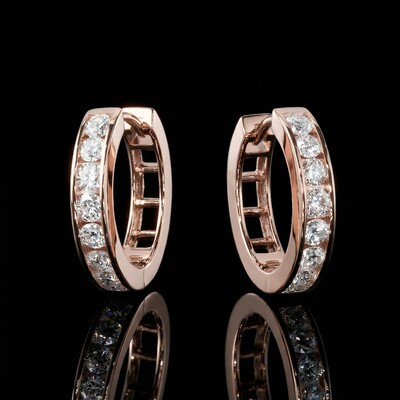 925S & VVS Moissanite Hoop Earrings in Rose Gold