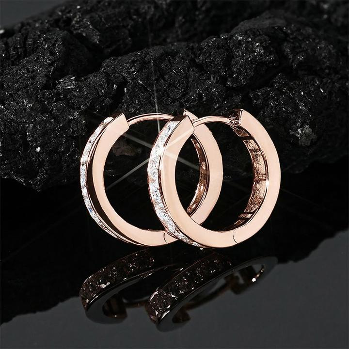 925S & VVS Moissanite Hoop Earrings in Rose Gold