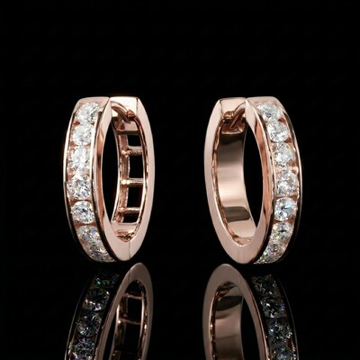 925S & VVS Moissanite Hoop Earrings in Rose Gold