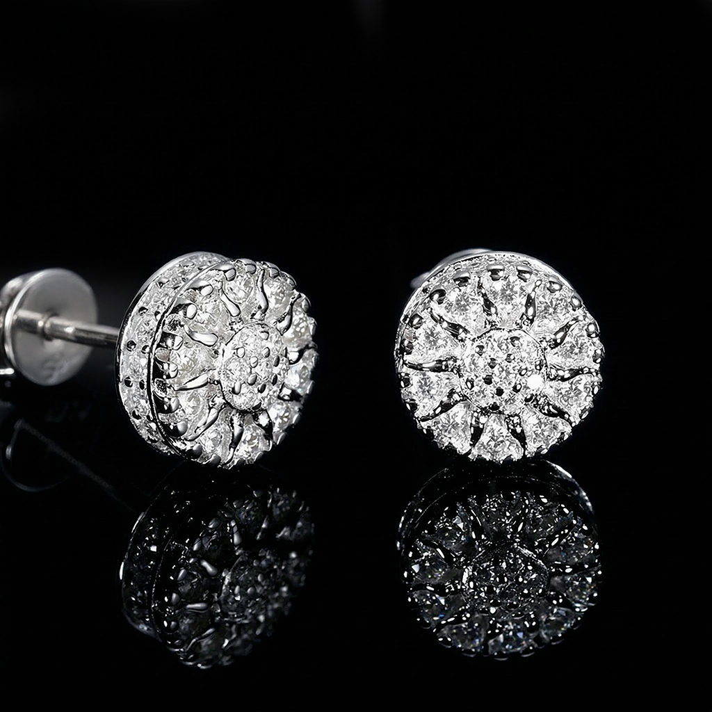 925S & VVS Moissanite Sunflower Stud Earrings