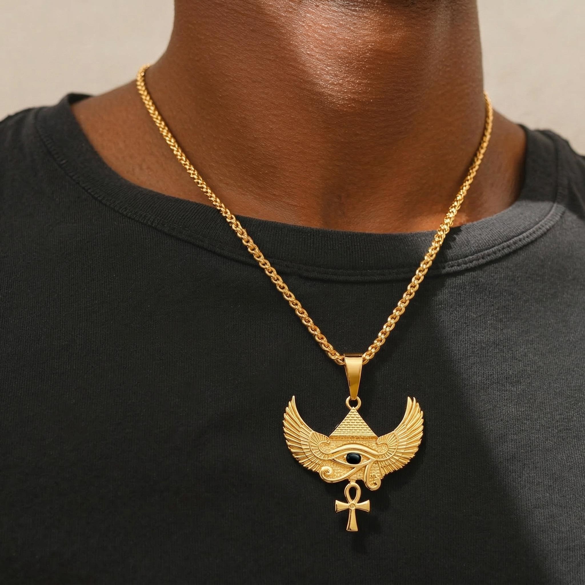 Egyptian Winged Pyramid Eye of Horus Pendant