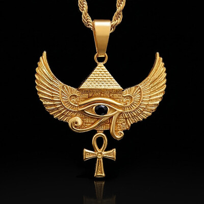 Egyptian Winged Pyramid Eye of Horus Pendant