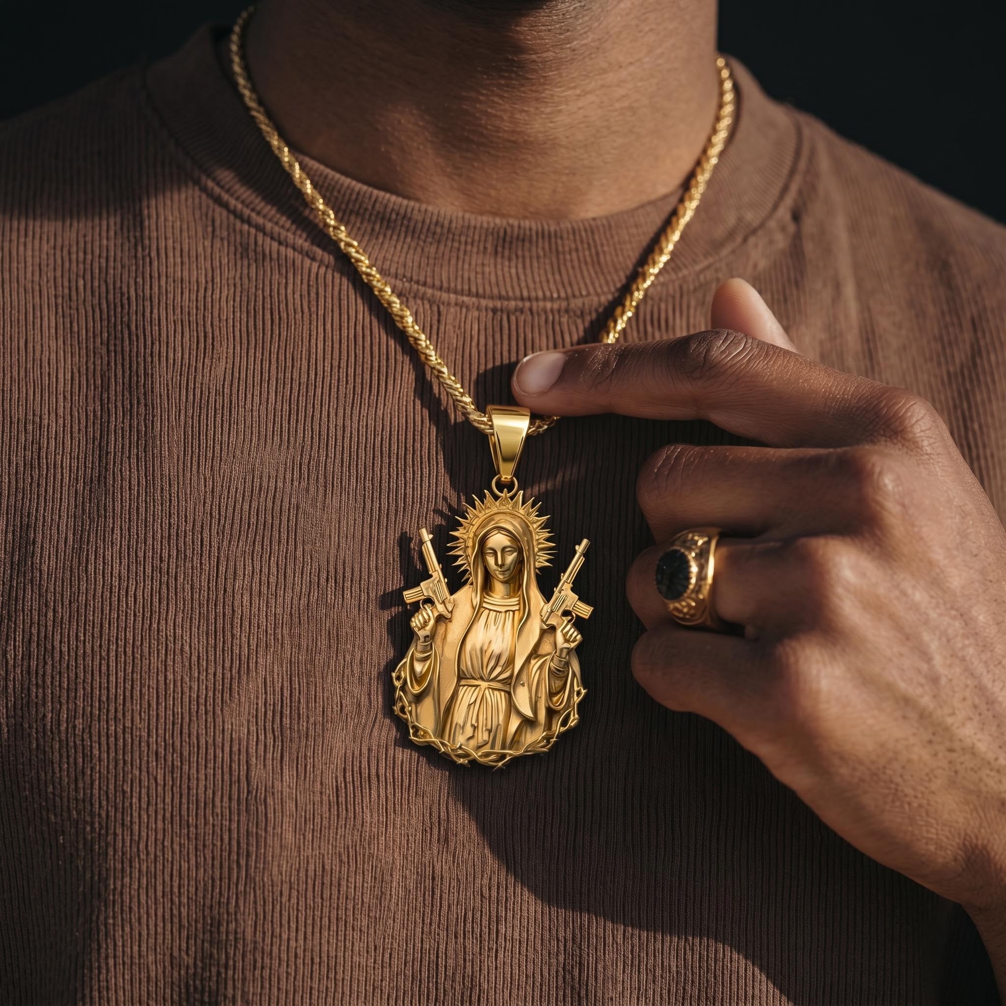 Fierce Guardian Virgin Mary Pendant