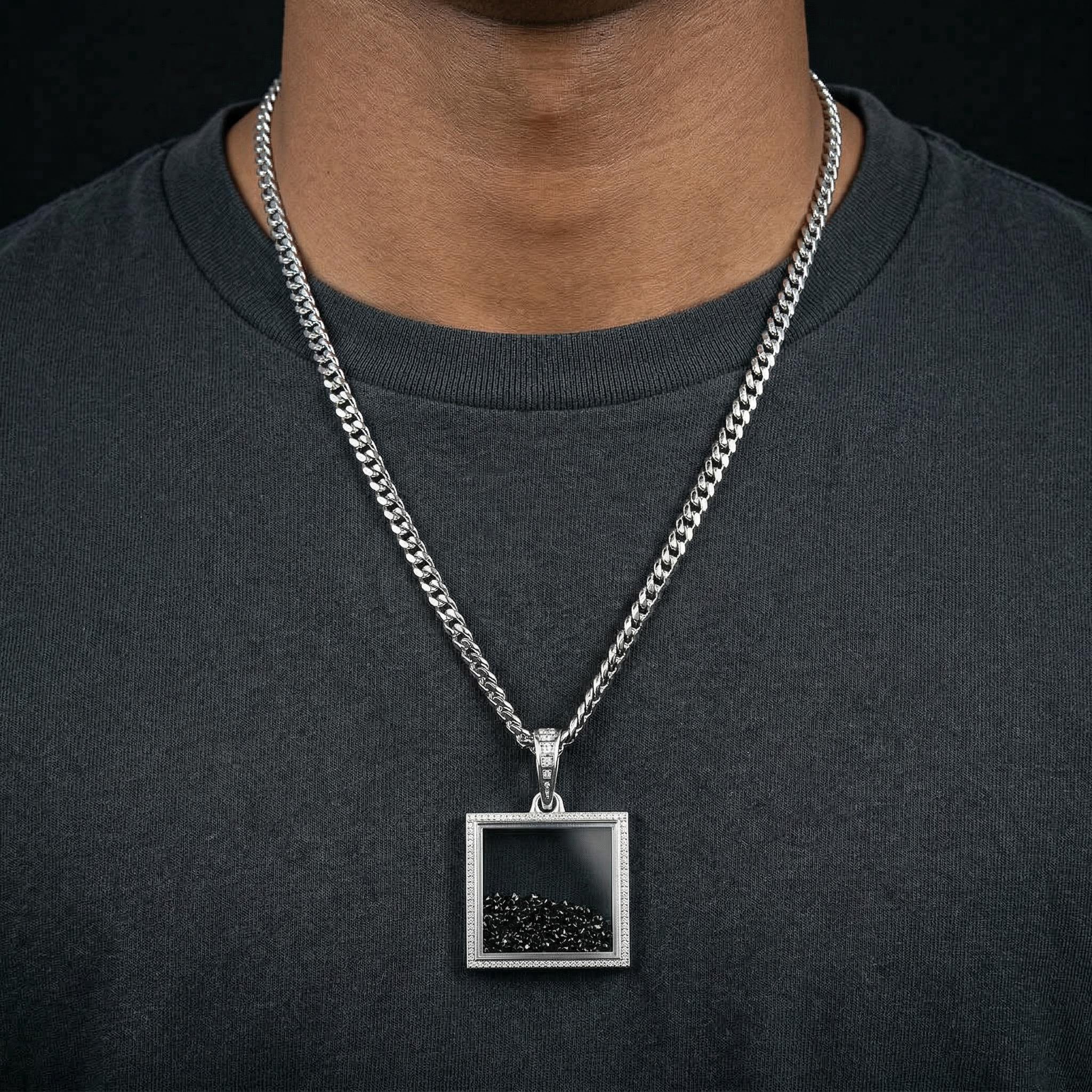 Icy-Filled Black Diamond Square Pendant Icy-Filled Black Diamond Square Pendant