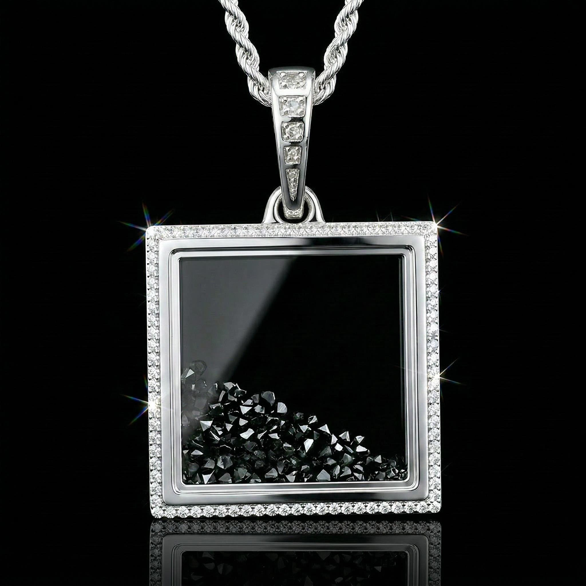 Icy-Filled Black Diamond Square Pendant Icy-Filled Black Diamond Square Pendant