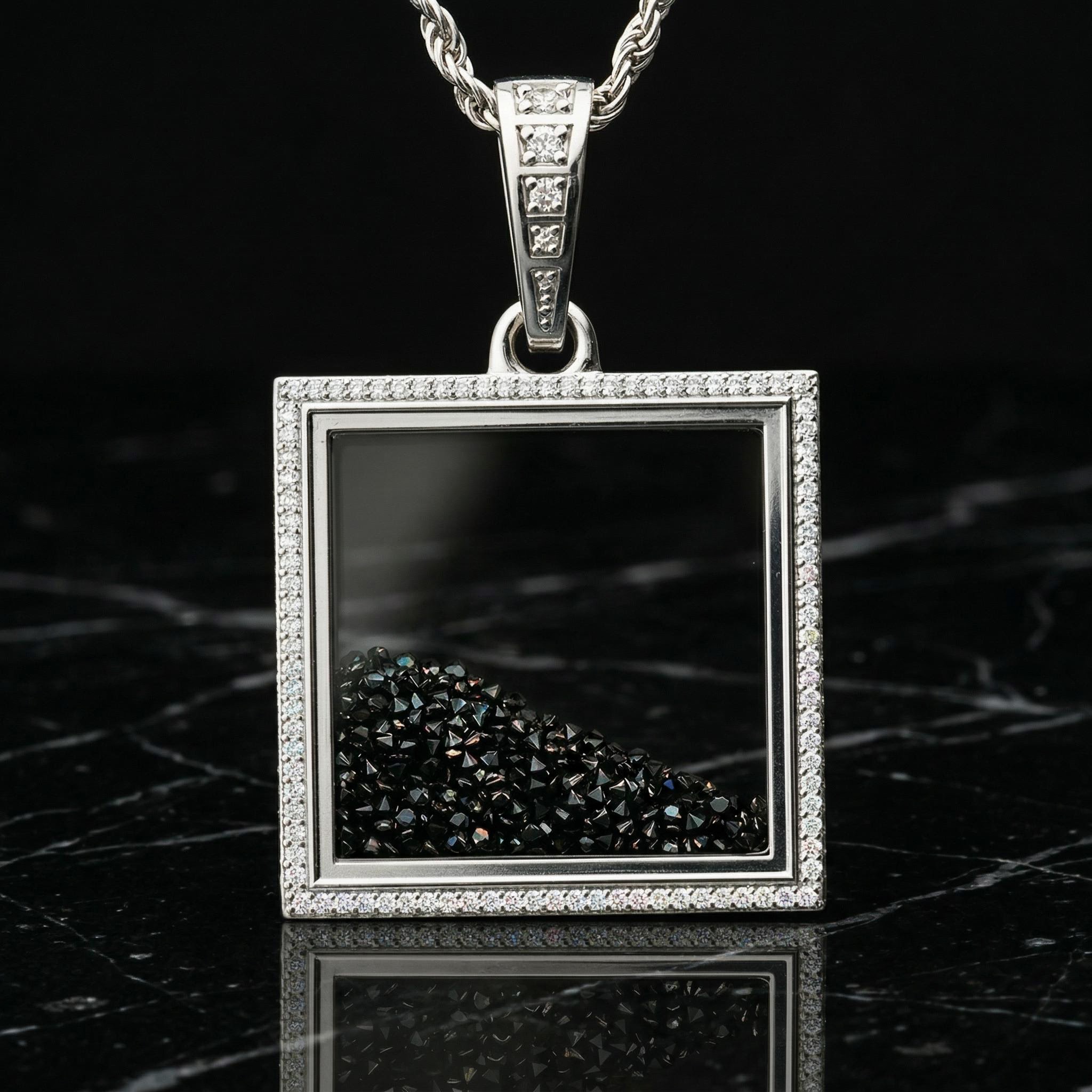 Icy-Filled Black Diamond Square Pendant Icy-Filled Black Diamond Square Pendant