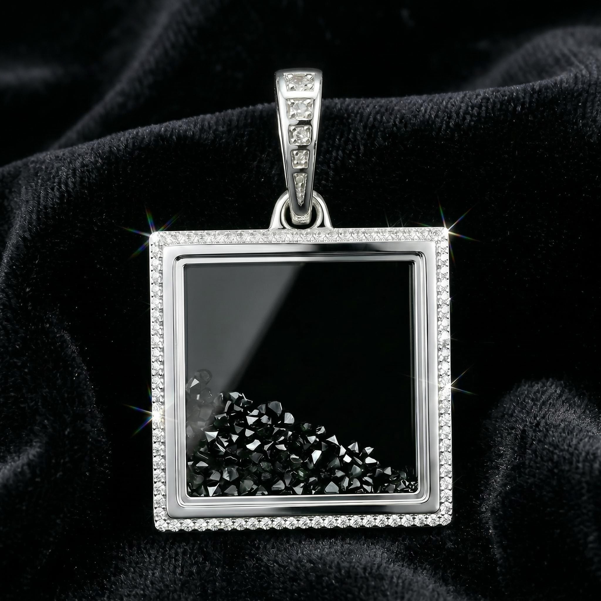 Icy-Filled Black Diamond Square Pendant Icy-Filled Black Diamond Square Pendant