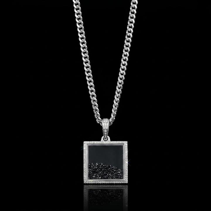 Icy-Filled Black Diamond Square Pendant Icy-Filled Black Diamond Square Pendant
