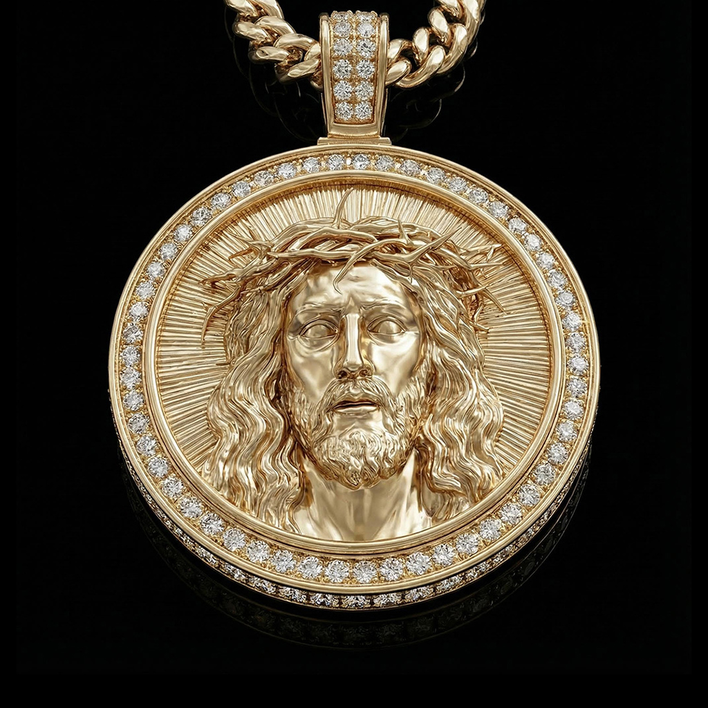 Iced Out Jesus Round Pendant Iced Out Jesus Round Pendant
