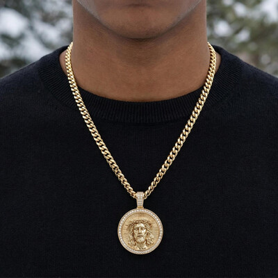 Iced Out Jesus Round Pendant