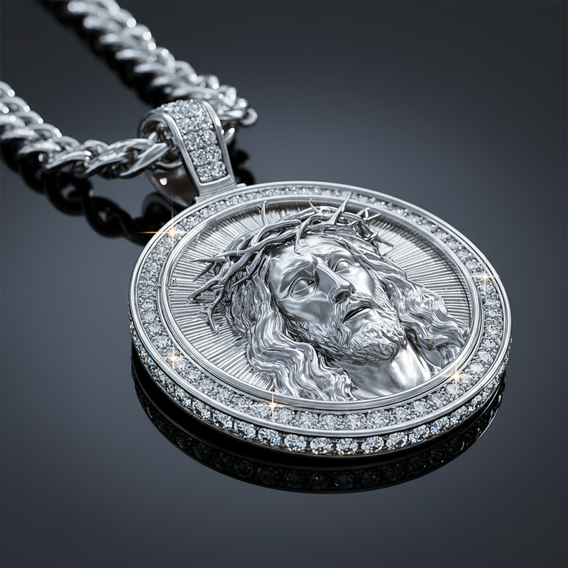 Iced Out Jesus Round Pendant Iced Out Jesus Round Pendant